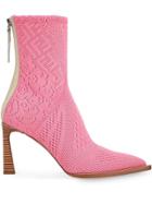 Fendi Mesh Ff Logo Booties - Pink