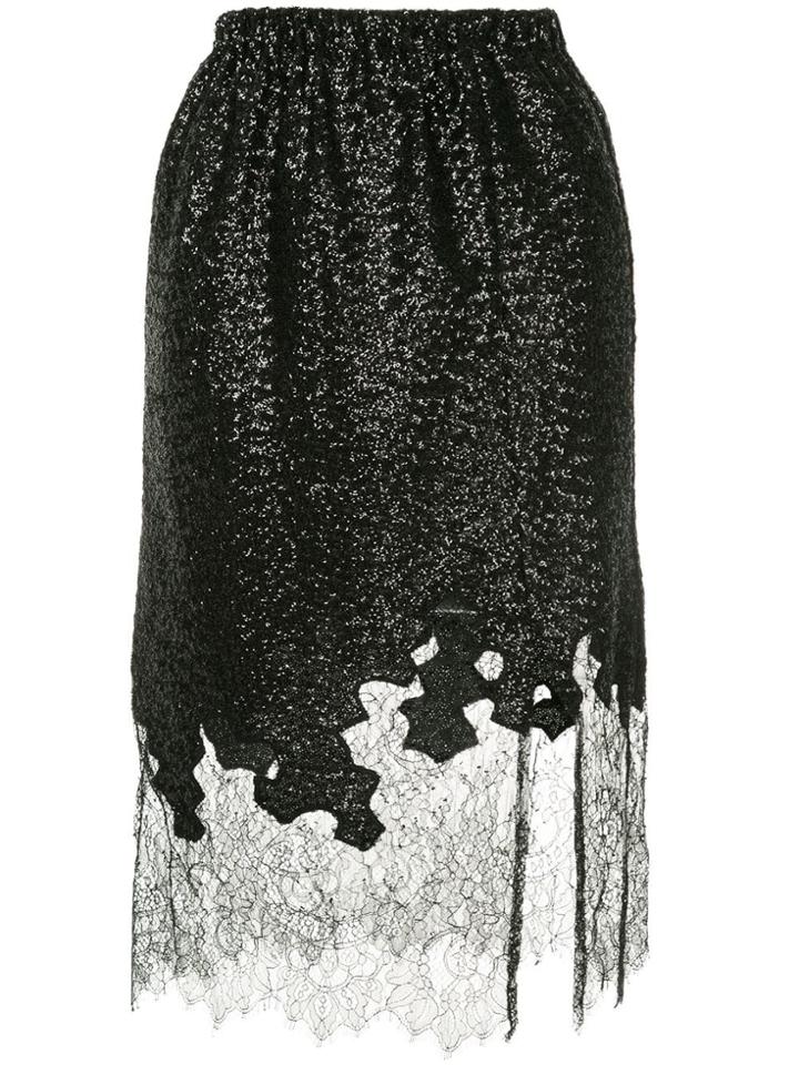 Robert Rodriguez Lace Hem Skirt - Black