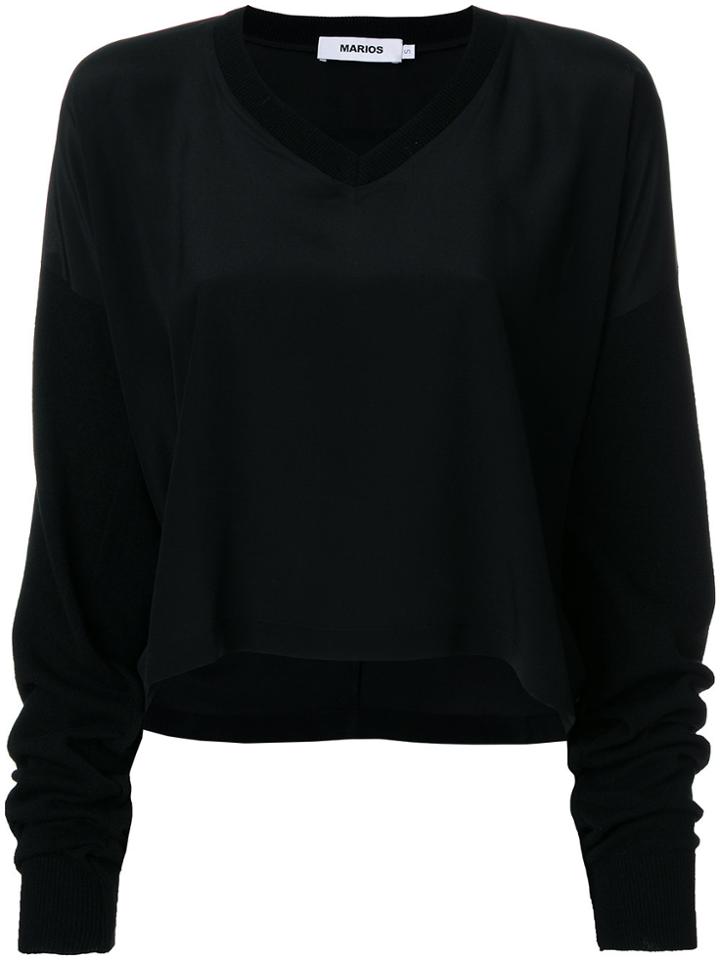 Marios V-neck Loose Top - Black
