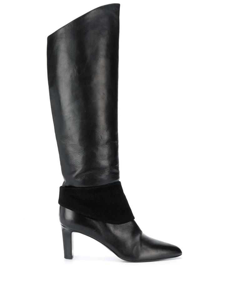 Helmut Lang Pre-owned 1990s Panel Detail Knee-length Boots - Black