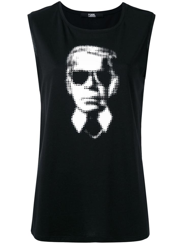 Karl Lagerfeld D2 Sleeveless T-shirt, Women's, Size: Small, Black, Cotton/lyocell