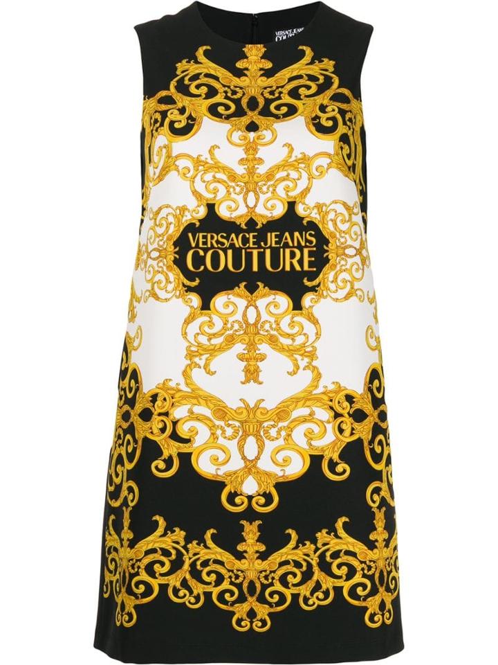 Versace Jeans Sleeveless Logo Printed Dress - Black