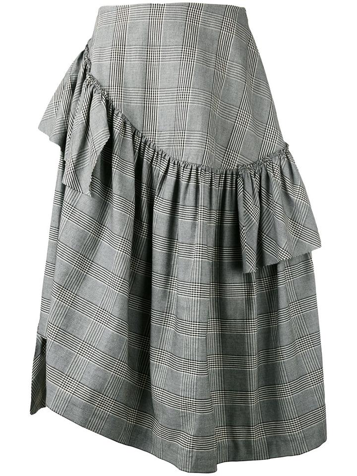 Simone Rocha Checked Skirt, Women's, Size: 8, Grey, Cotton/linen/flax/spandex/elastane/acetate
