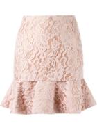 Martha Medeiros High Waist Lace Skirt, Women's, Size: 38, Pink/purple, Cotton/polypropylene/polyester/silk