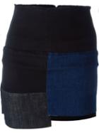 Aries Rowford Mini Patchwork Skirt, Women's, Size: 26, Black, Cotton