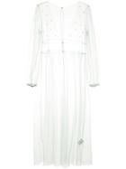 Tu Es Mon Trésor Flower Beads Puff Sleeve Dress - Blue