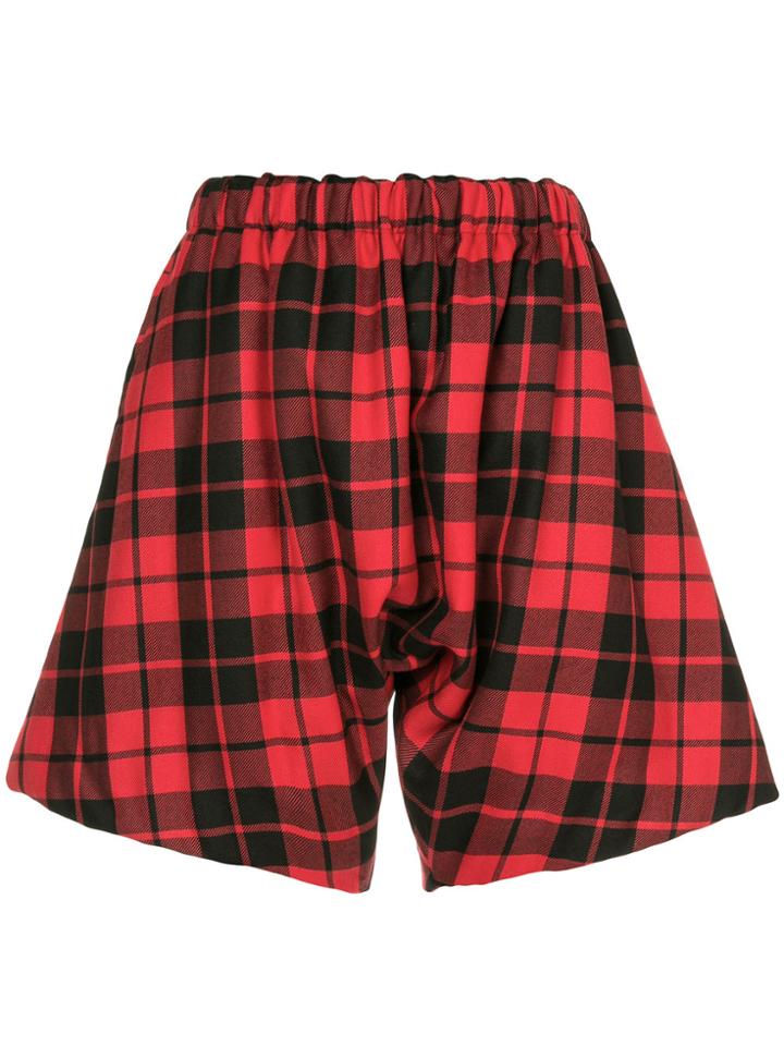 Comme Des Garçons Vintage Drop-crotch Tartan Shorts - Red