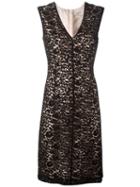 Lanvin V-neck Fitted Lace Dress, Women's, Size: 40, Black, Polyamide/acetate/viscose