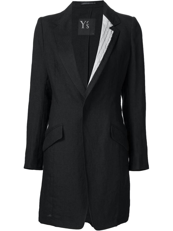 Y's Tailored Jacket, Women's, Size: 2, Black, Linen/flax
