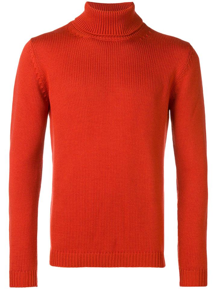 Nuur Ribbed Roll-neck Fitted Sweater - Yellow & Orange