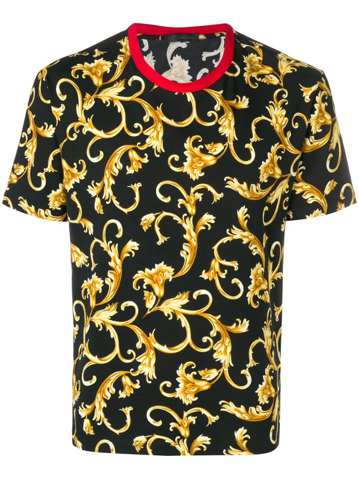 Versace Baroque Patterned T-shirt - Black