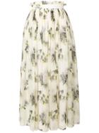 Msgm - Floral Flared Skirt - Women - Silk/polyester - 40, Nude/neutrals, Silk/polyester