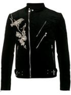 Alexander Mcqueen Embellished Bird Biker Jacket - Black