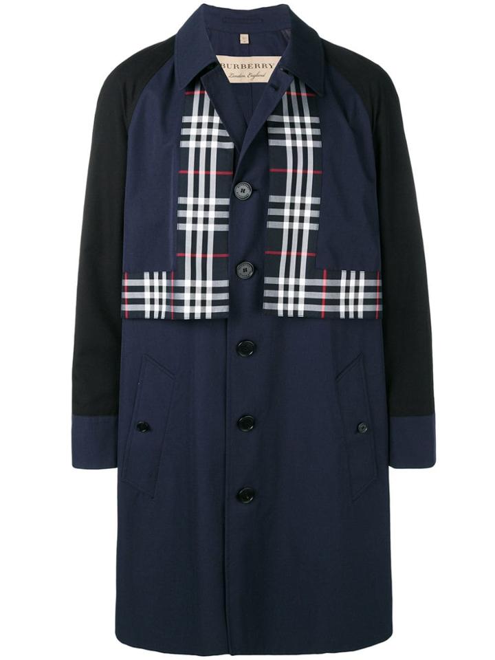Burberry Check Detail Tropical Car Coat - Blue
