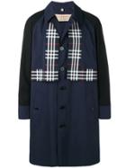 Burberry Check Detail Tropical Car Coat - Blue