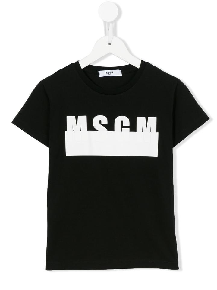 Msgm Kids Logo Print T-shirt, Boy's, Size: 8 Yrs, Black