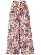 Altea Leaf Print Palazzo Trousers - Pink