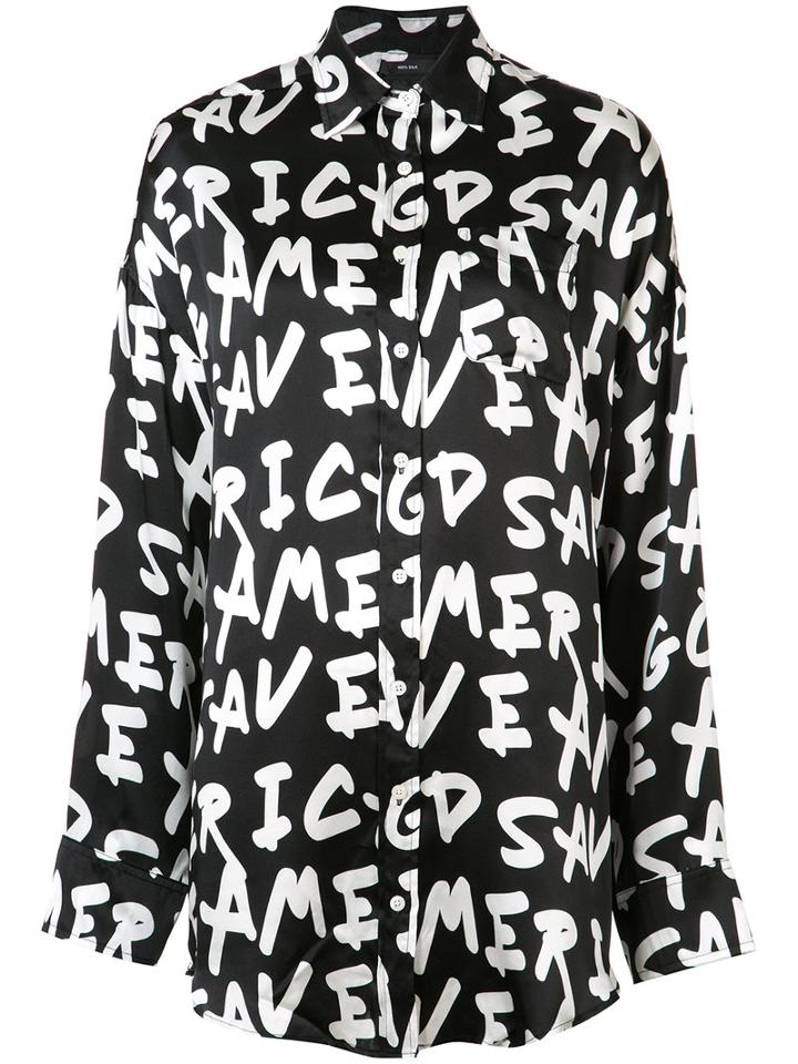 R13 God Save America Blouse, Women's, Size: Xs, Black, Silk