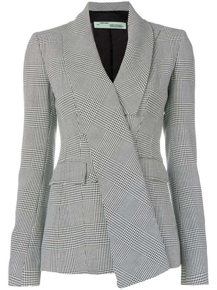 Off-white Fitted Houndstooth Blazer - Black