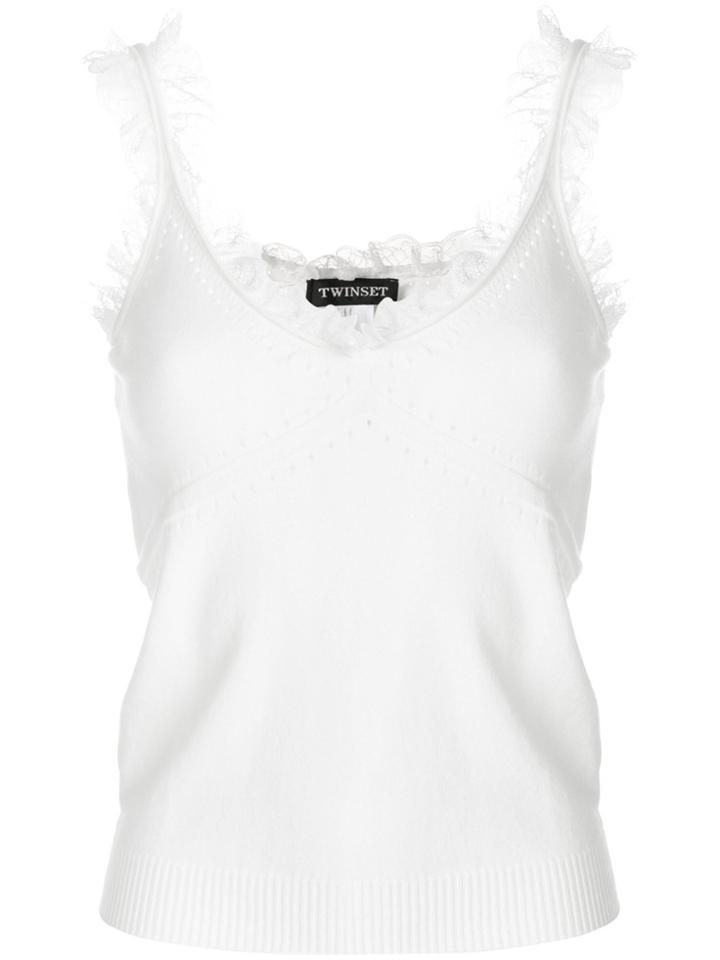 Twin-set Frill Trim Vest - White