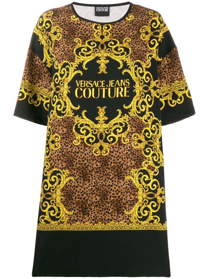 Versace Jeans Couture Baroque-print T-shirt Dress - Black