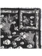 Alexander Mcqueen Eve And Skull Print Scarf - Black