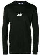 Msgm Mini Logo Print Long Sleeve Top - Black