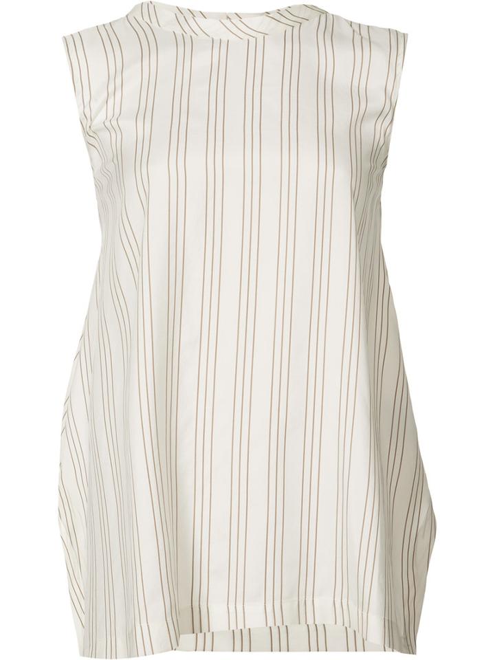 Brunello Cucinelli Asymmetric Tank, Women's, Size: Medium, White, Silk