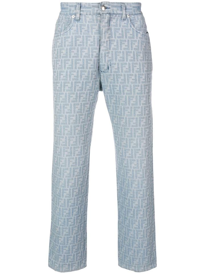 Fendi Vintage Ff Cropped Jeans - Blue