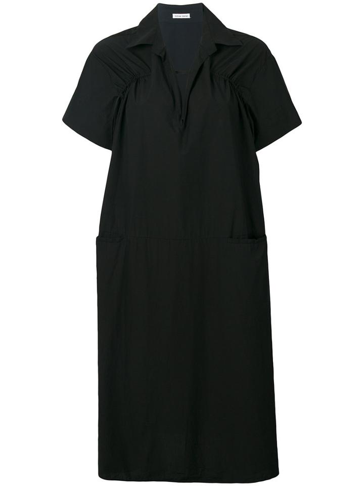 Tomas Maier - Draped Neck Flared Dress - Women - Cotton - 6, Black, Cotton