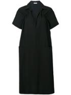 Tomas Maier - Draped Neck Flared Dress - Women - Cotton - 6, Black, Cotton