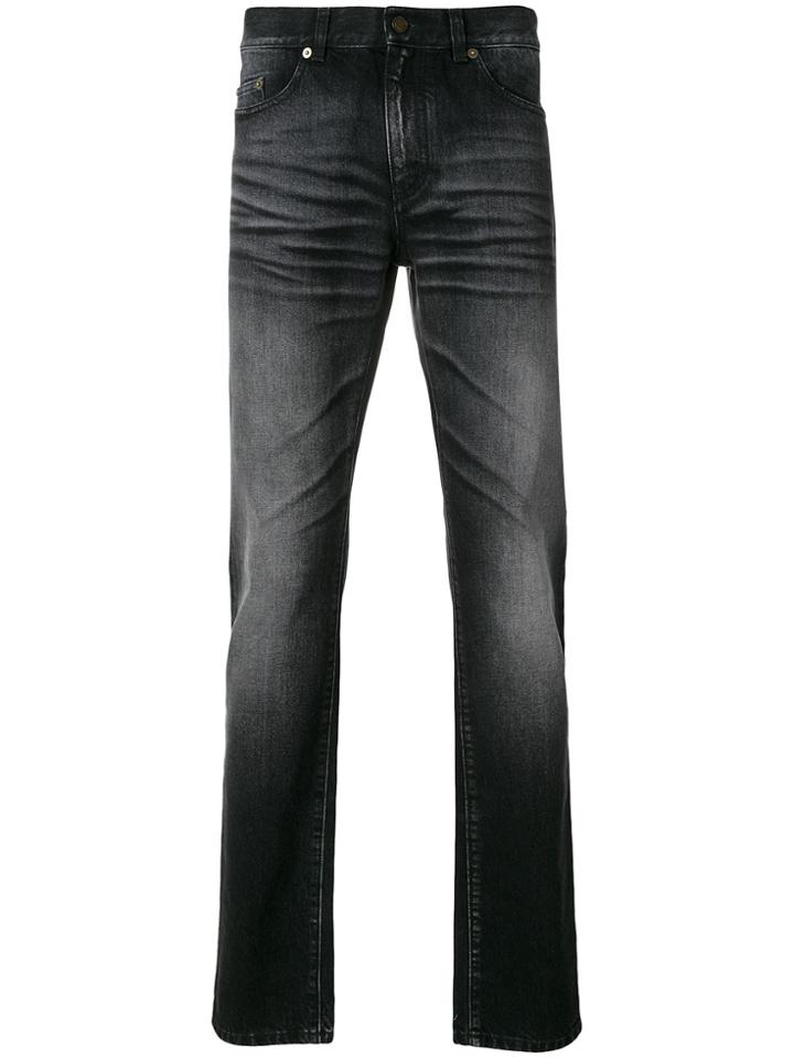 Saint Laurent Faded Slim-fit Jeans - Black