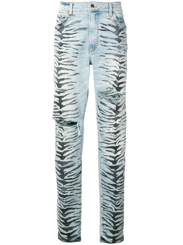 Amiri Tiger Destruction Jeans - Blue