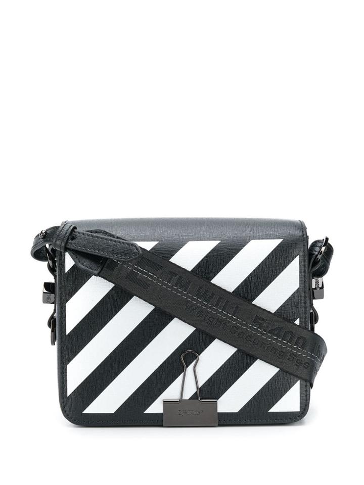 Off-white Diagonal Binder Clip Bag - Black