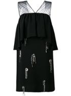 Msgm Embellished Frill Panel Dress - Black