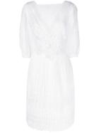 Ermanno Scervino Lace Overlay Pleated Dress - White