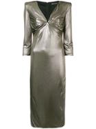 Versace Draped Neckline Dress - Metallic