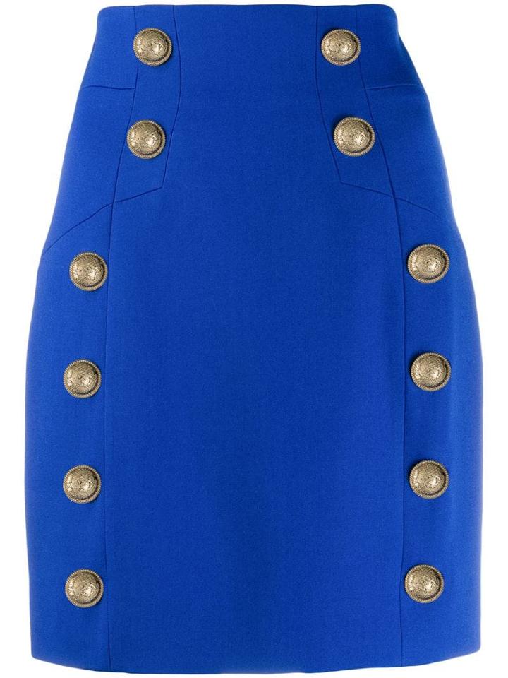 Balmain Button-detailed Mini Skirt - Blue
