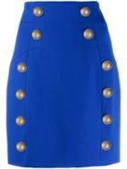 Balmain Button-detailed Mini Skirt - Blue