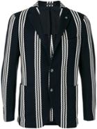 Tagliatore Striped Blazer, Men's, Size: 48, Blue, Cotton/cupro