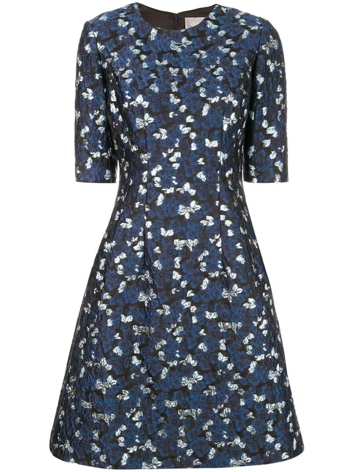 Lela Rose Metallic Print Dress - Blue