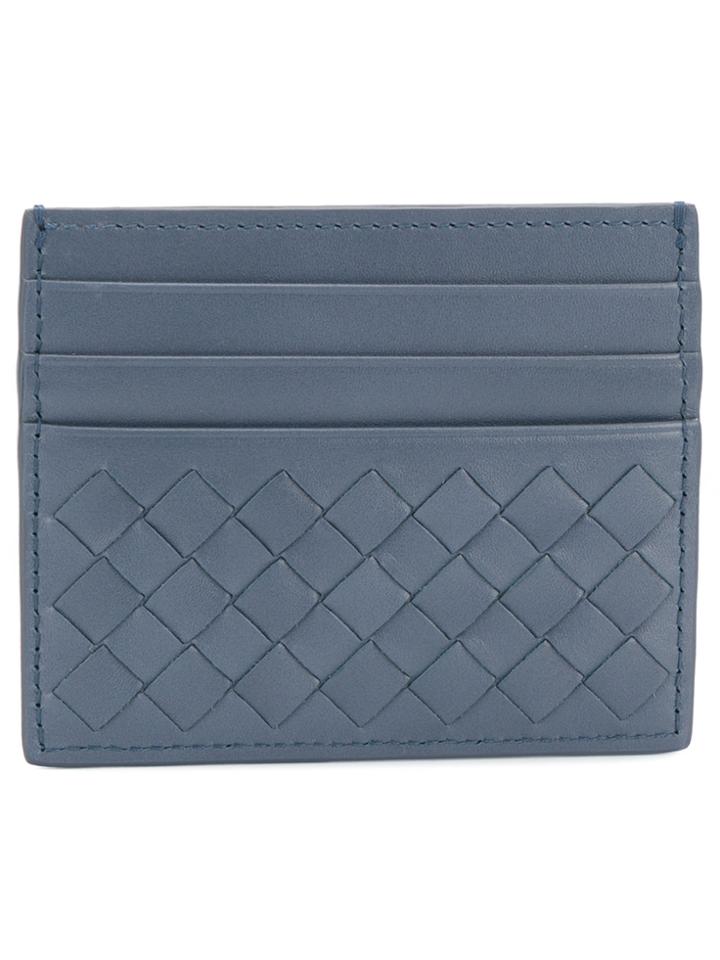 Bottega Veneta Krim Intrecciato Nappa Card Case - Blue