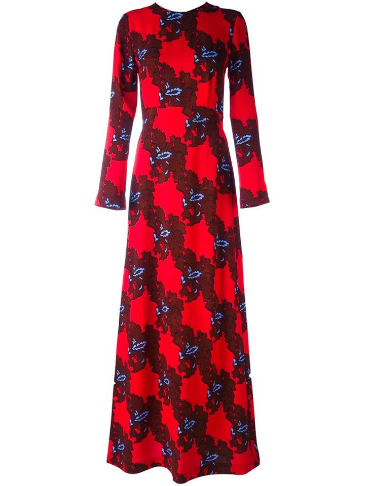 Msgm Floral Pattern Longsleeved Dress