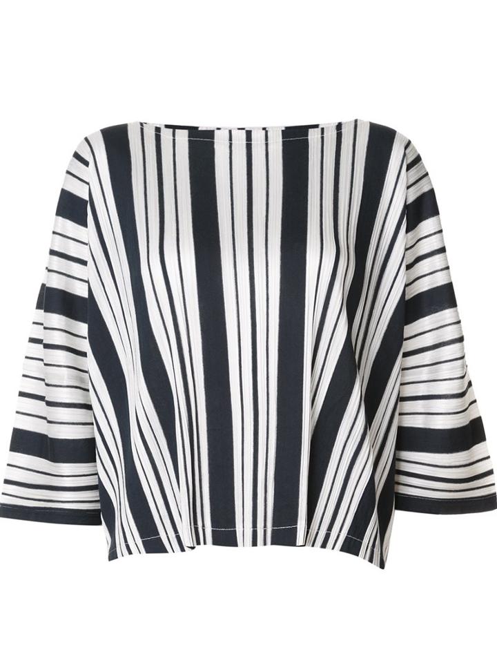 Pleats Please By Issey Miyake Striped Top, Women's, Size: 3, Nude/neutrals, Cotton/polyester