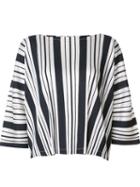 Pleats Please By Issey Miyake Striped Top, Women's, Size: 3, Nude/neutrals, Cotton/polyester