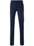 Pt01 Pleat Details Tailored Trousers - Blue