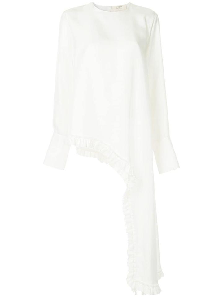 Ports 1961 Frill Asymmetric Hem Blouse - White
