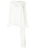 Ports 1961 Frill Asymmetric Hem Blouse - White