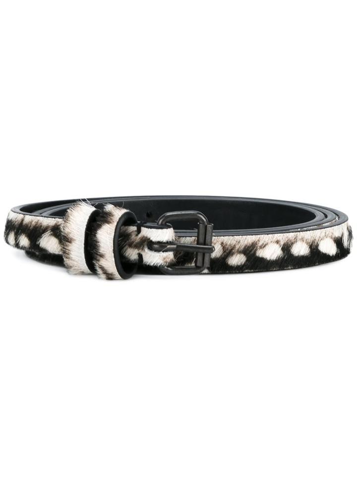 Haider Ackermann Animal Print Belt, Men's, Size: Medium, Black, Leather/pony Fur