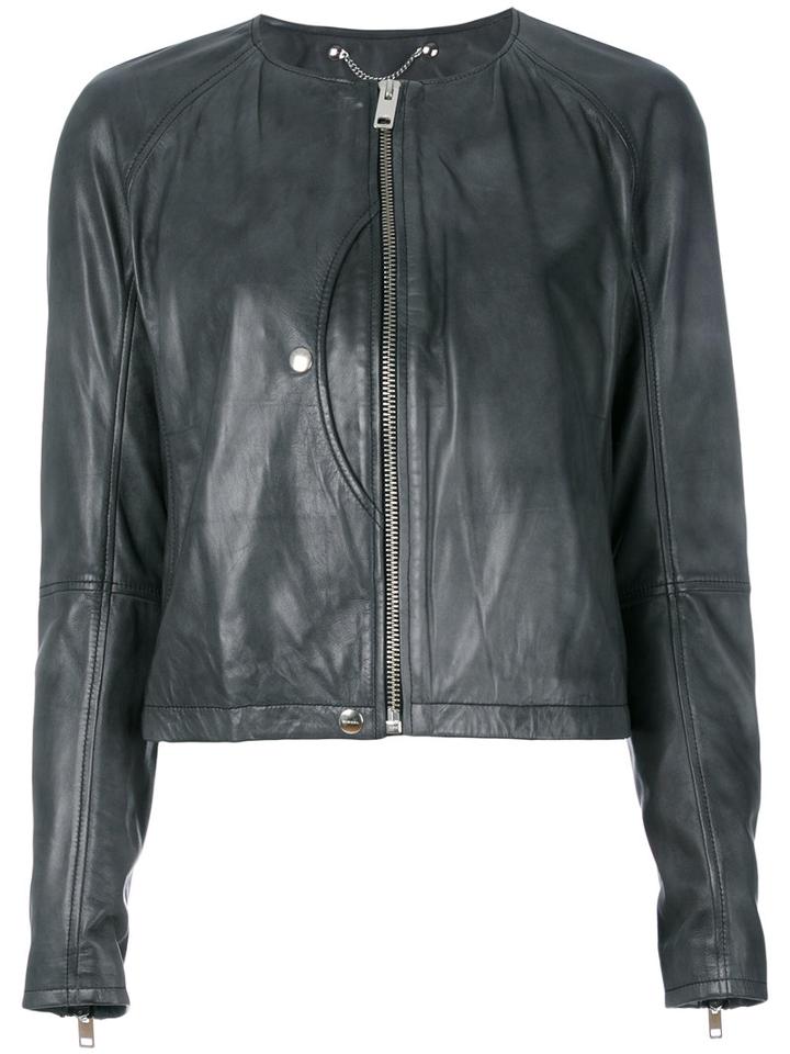Diesel - Cropped Jacket - Women - Lamb Skin - Xxs, Grey, Lamb Skin